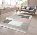 TeppichHome24 Designer Teppich Karo Muster Rosa Creme Beige Bild 2