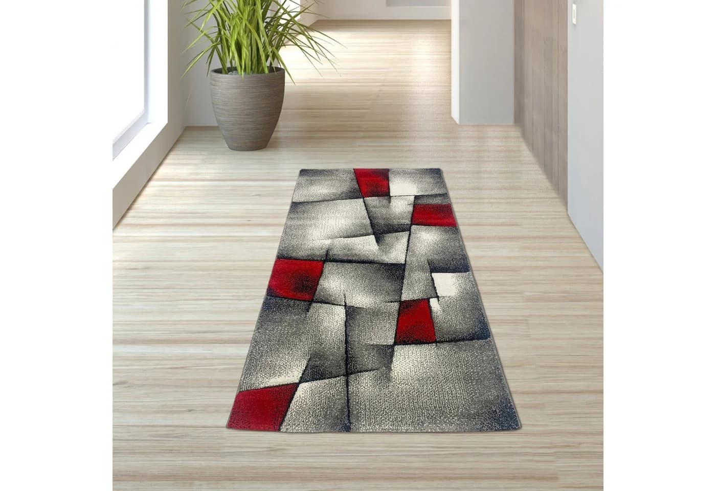 TeppichHome24 Designer Teppich Karo Muster Rot Grau Weiß Schwarz - Bild 3