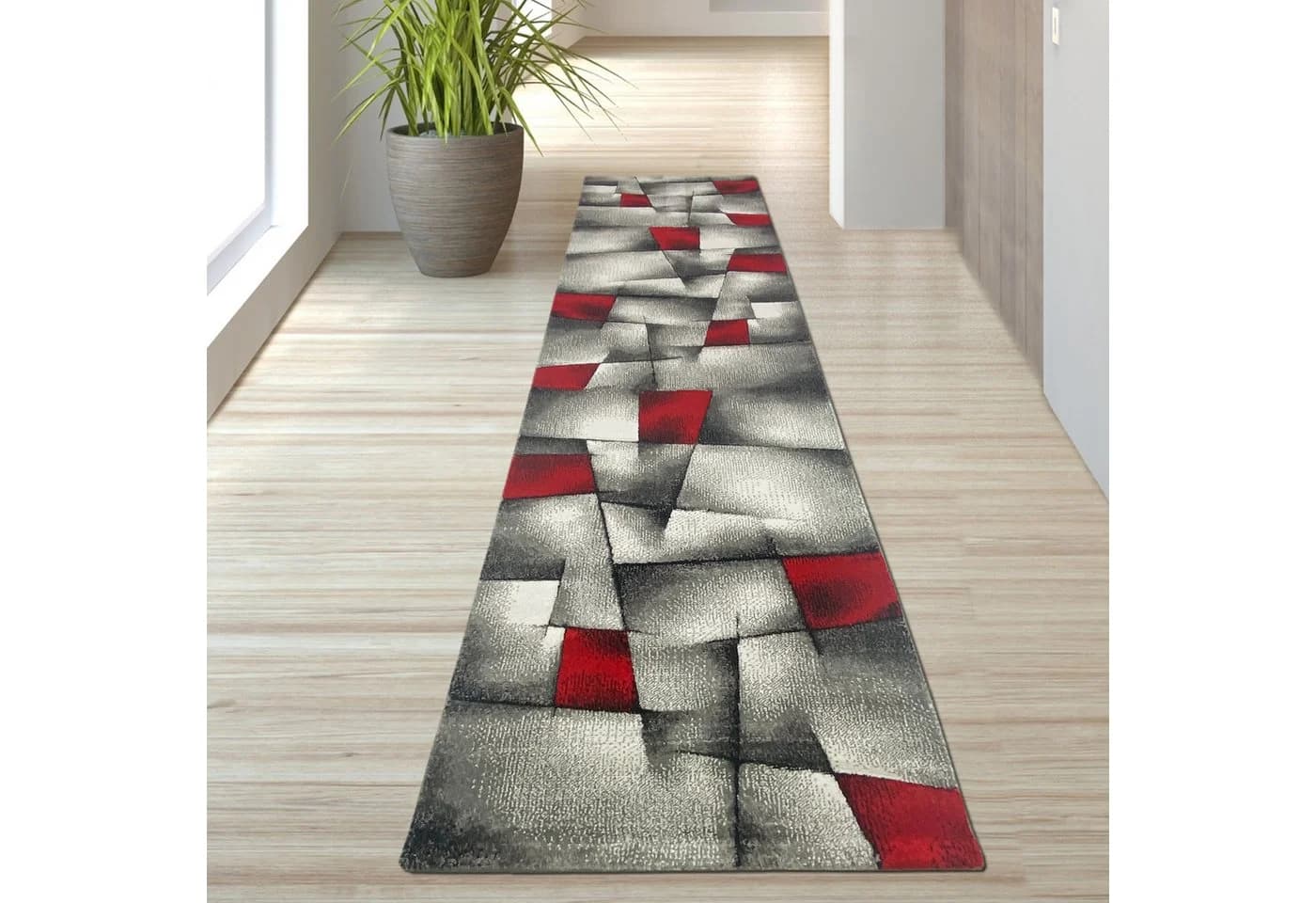 TeppichHome24 Designer Teppich Karo Muster Rot Grau Weiß Schwarz - Bild 4
