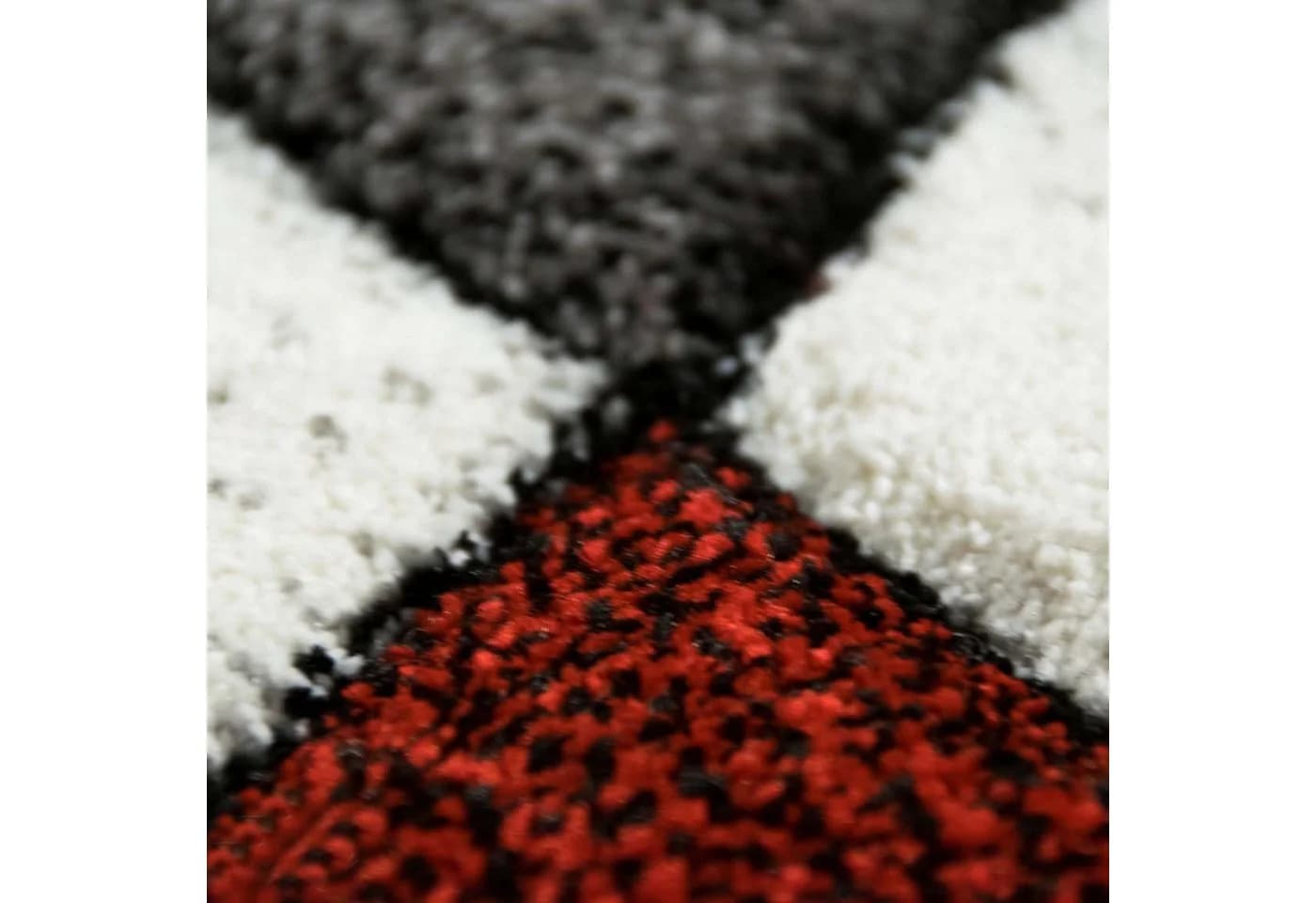 TeppichHome24 Designer Teppich Karo Muster Rot Grau Weiß Schwarz - Bild 5