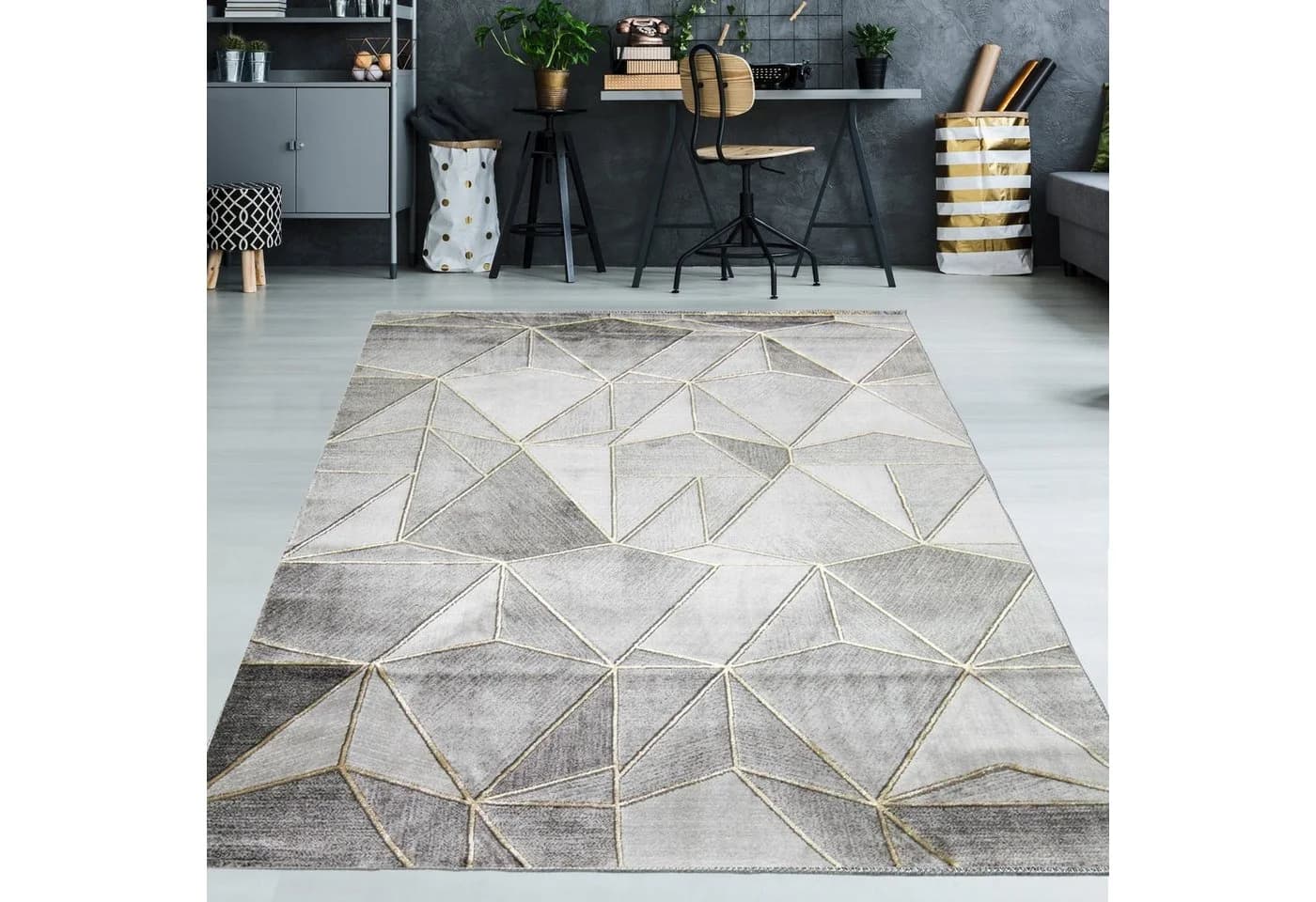 TeppichHome24 Designer Teppich Grau Gold Geometrisch - Bild 2
