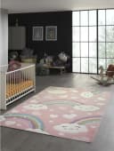 TeppichHome24 Kinderteppich Regenbogen Wolken Herzen Bunt Bild 2