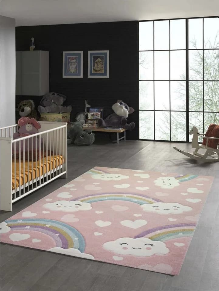 TeppichHome24 Kinderteppich Regenbogen Wolken Herzen Bunt - Bild 2