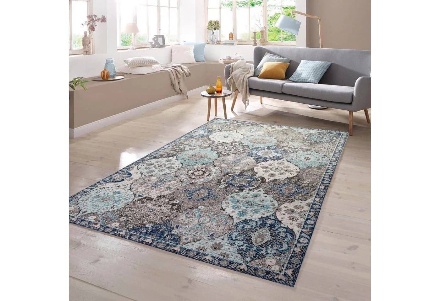 TeppichHome24 Orientteppich Outdoor Grau Blau Modern - Bild 2