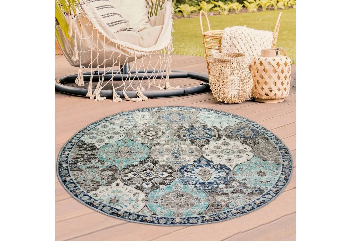 TeppichHome24 Orientteppich Outdoor Grau Blau Modern - Bild 4