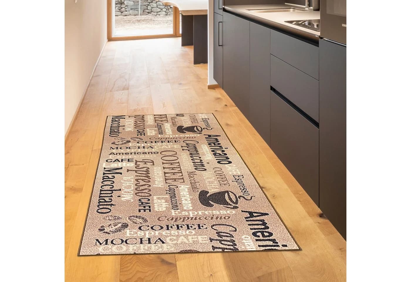 TeppichHome24 Küchenläufer Sisal-Look Braun/Beige/Schwarz