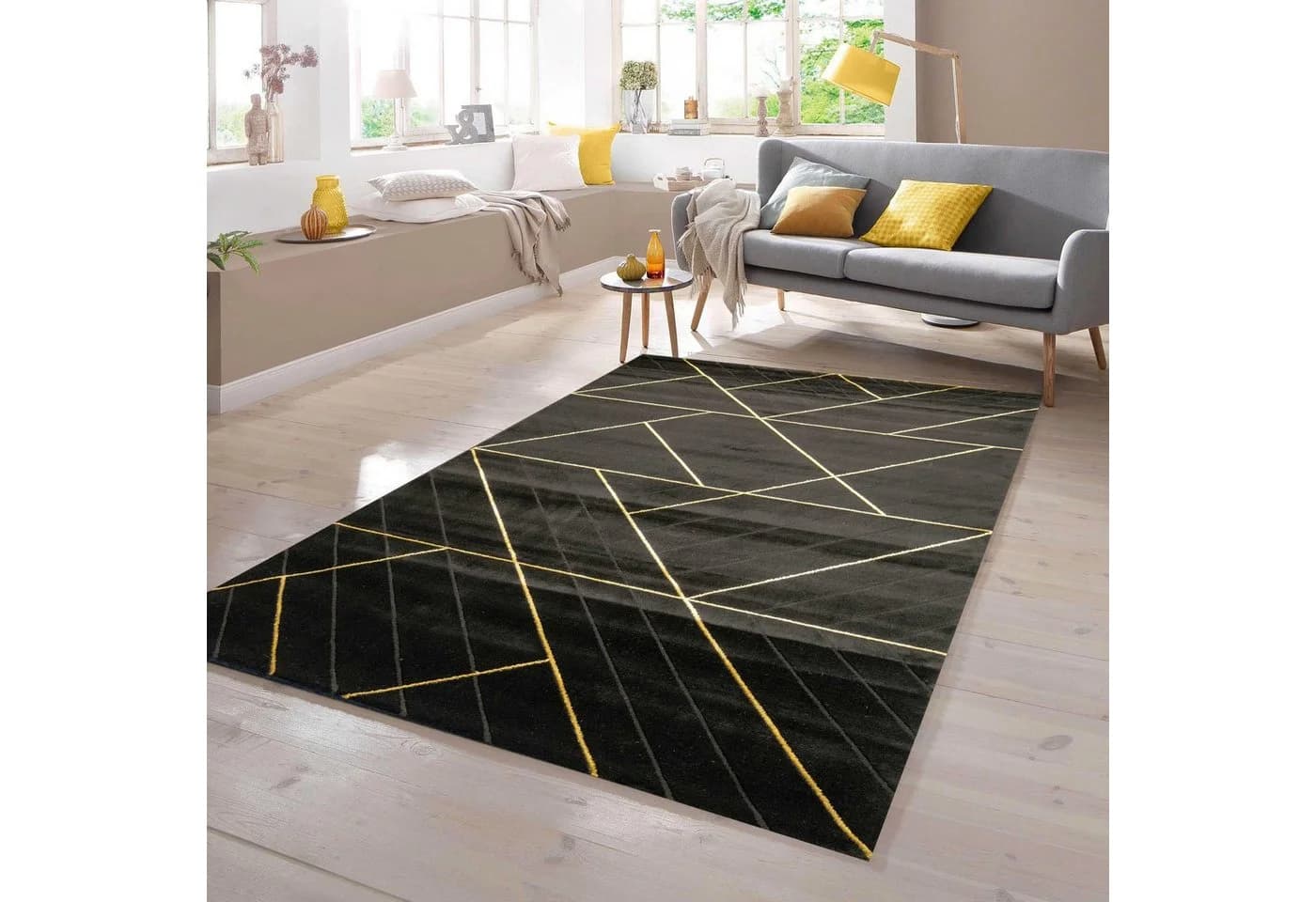 TeppichHome24 Teppich Modern Geometrisches Muster Schwarz Gold - Bild 2