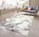 TeppichHome24 Designer Teppich Marmormuster Rosa Grau Creme Bild 2