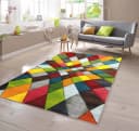 TeppichHome24 Teppich Buntes Rautenmuster Grün Gelb Orange Bild 2