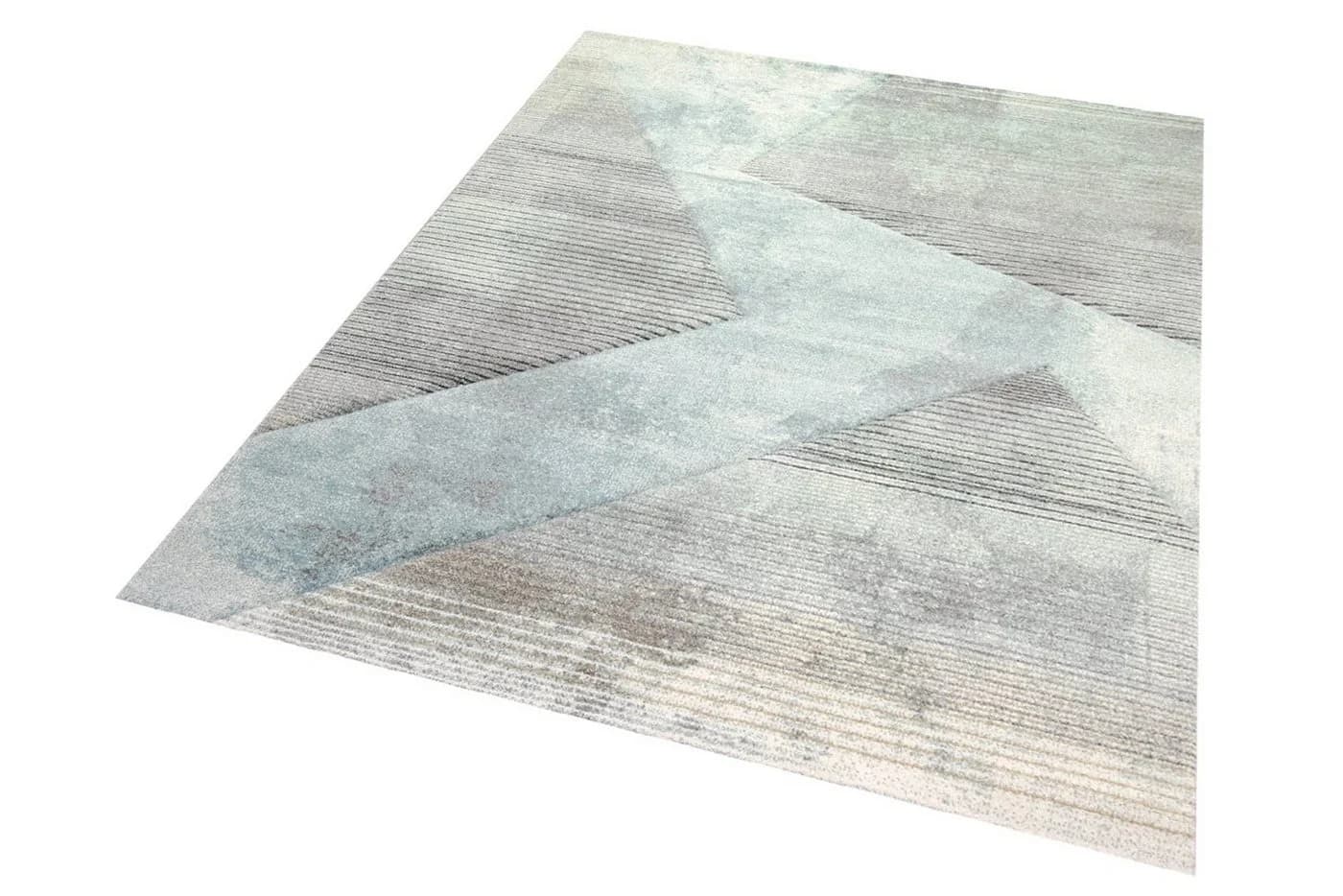 TeppichHome24 Teppich Muster gestreift grau blau grün schwarz