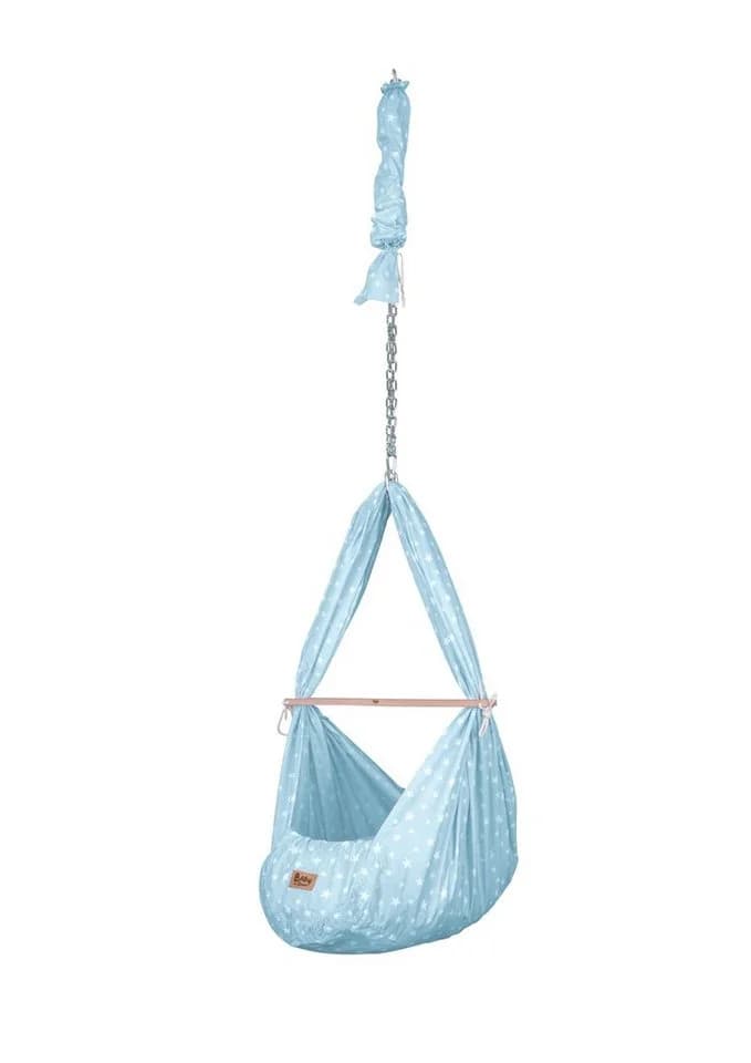 TeppichHome24 Federwiege BT002 Sternblau mit Wiegensack - Bild 3