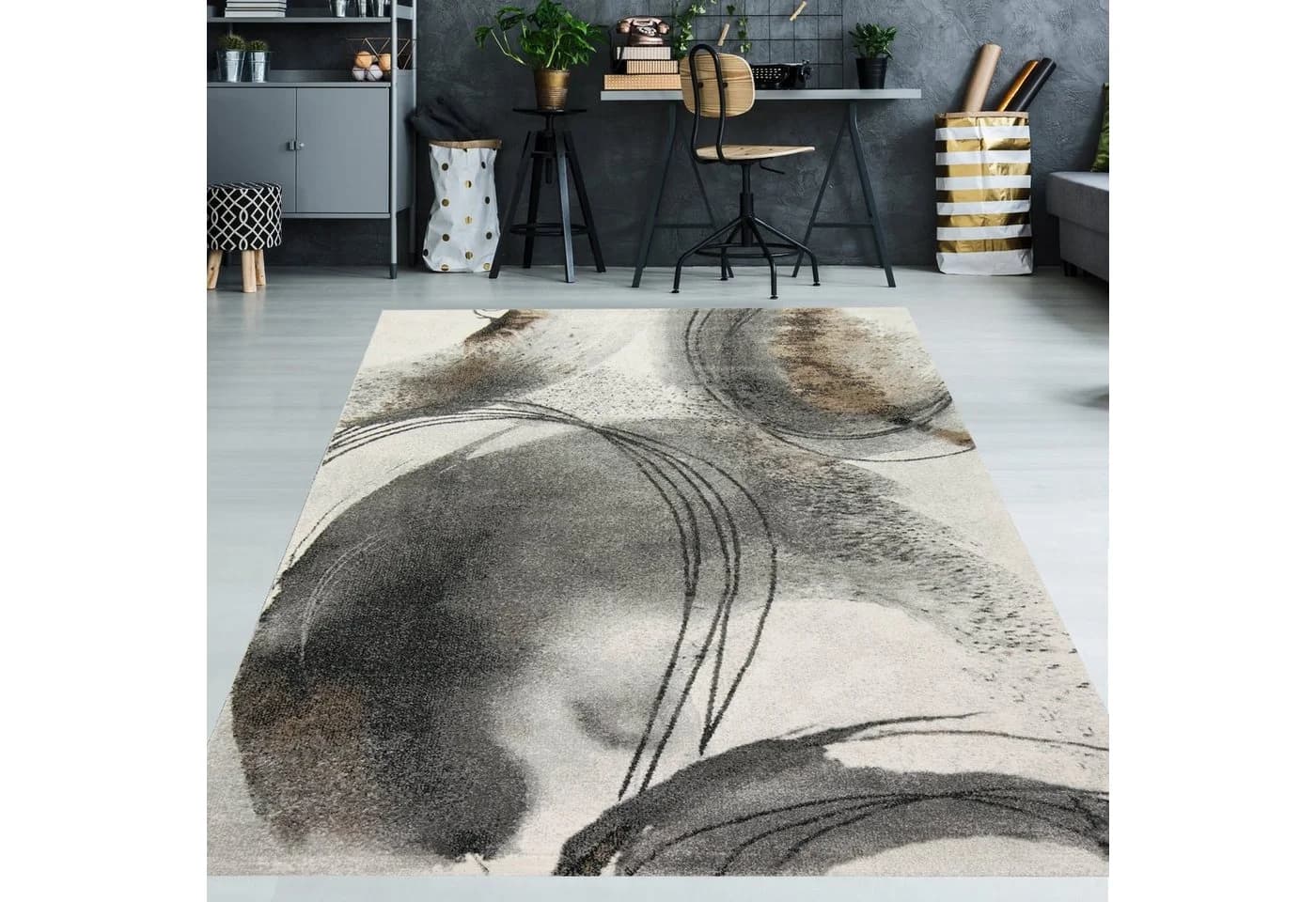TeppichHome24 Abstrakter Kurzflorteppich Beige/Grau Modern - Bild 2