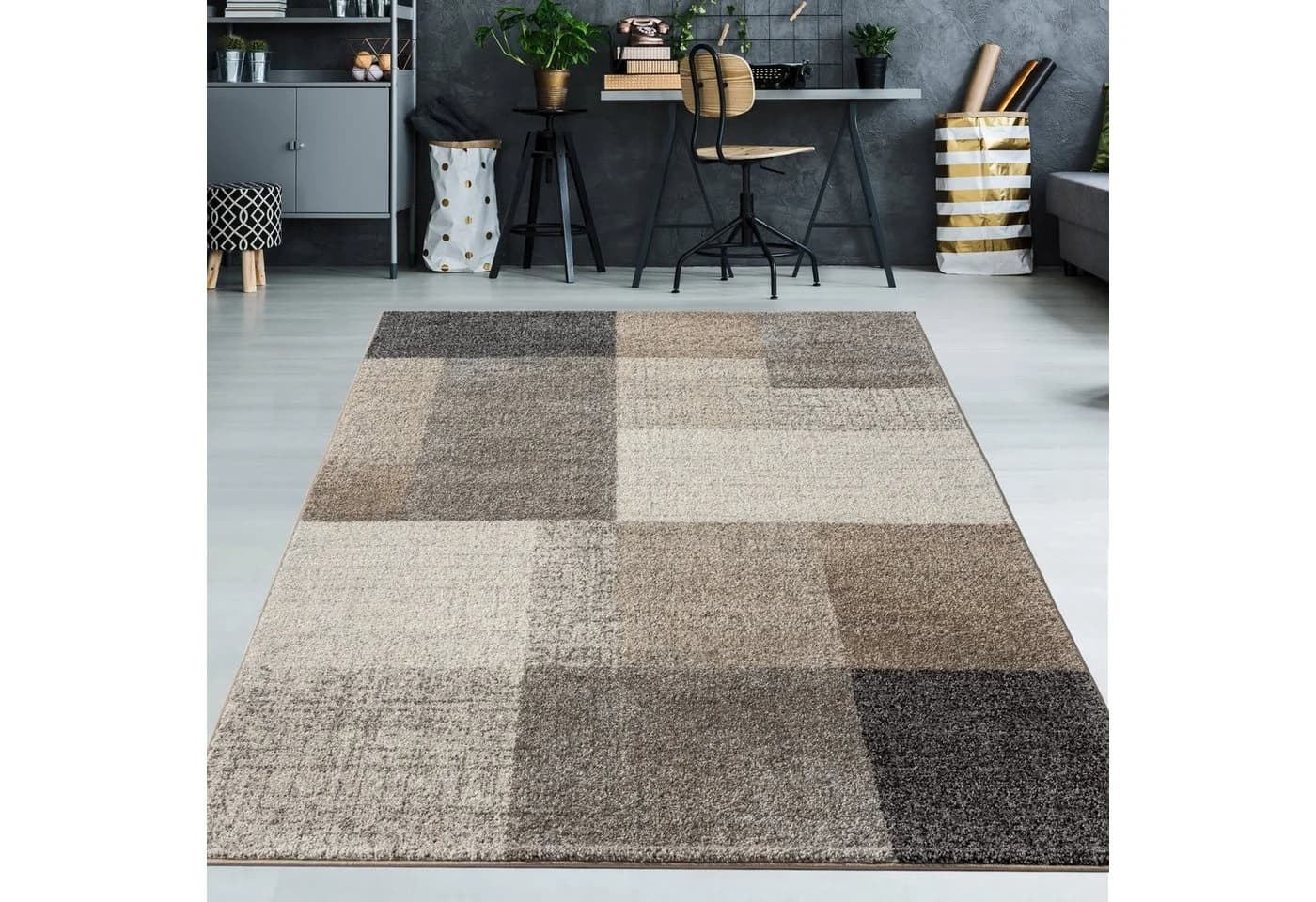 TeppichHome24 Moderner Teppich Beige Grau Quadratische Muster - Bild 2