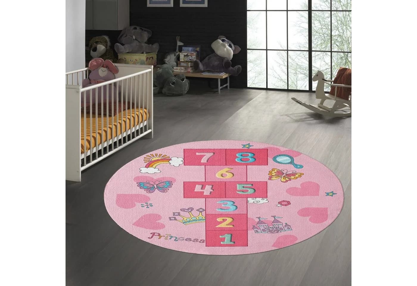 TeppichHome24 Prinzessinnen Hüpfspielteppich Rosa