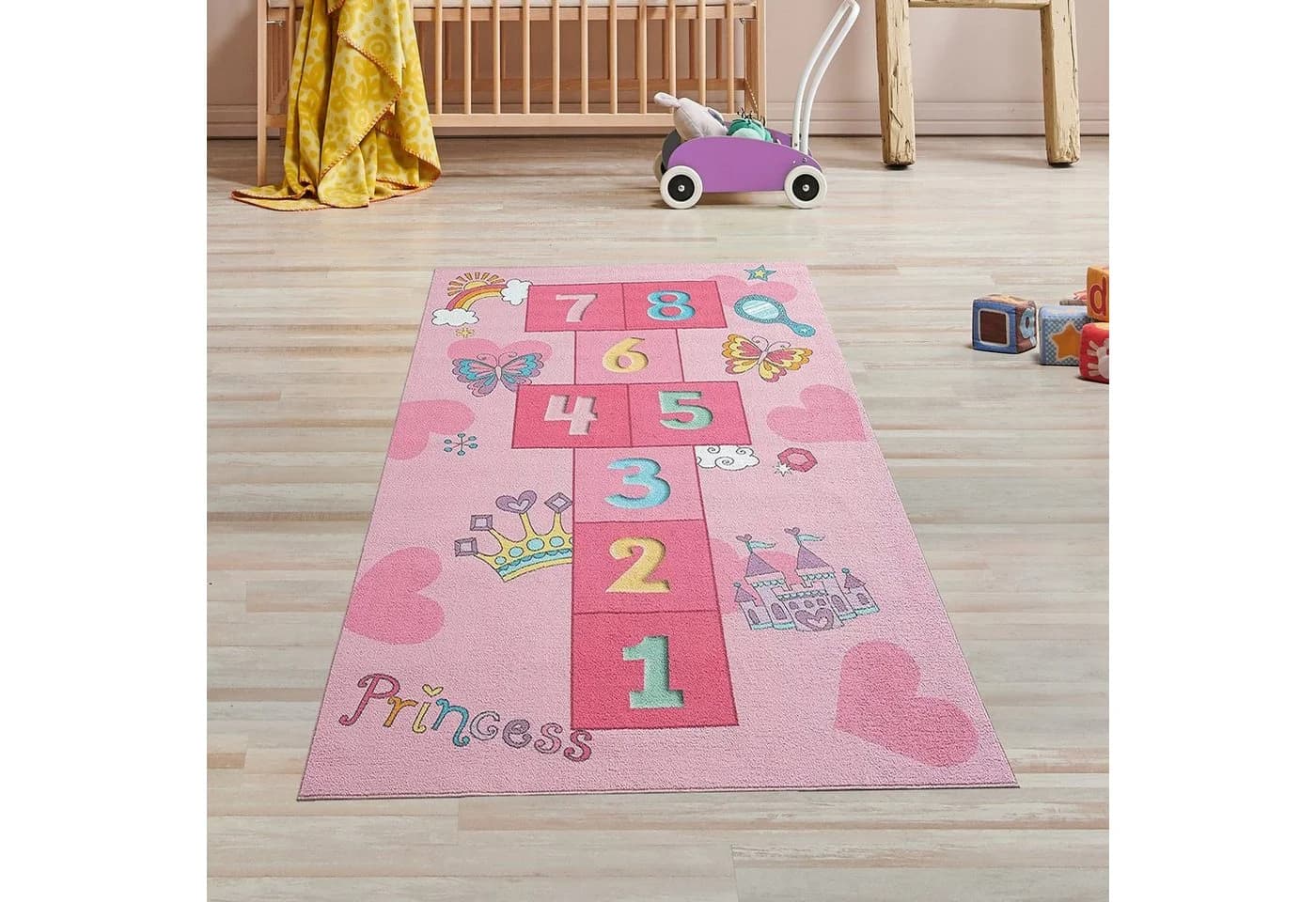 TeppichHome24 Prinzessinnen Hüpfspielteppich Rosa - Bild 3