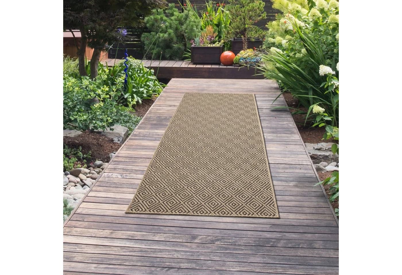 TeppichHome24 Outdoorteppich Rautenmuster beige/schwarz - Bild 3