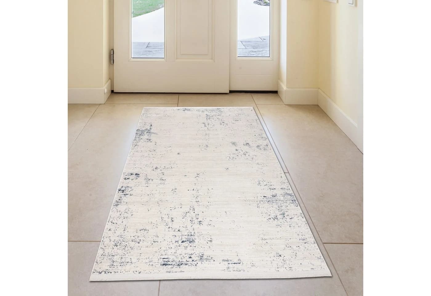 TeppichHome24 Glänzender Designer Teppich Blau-Weiß