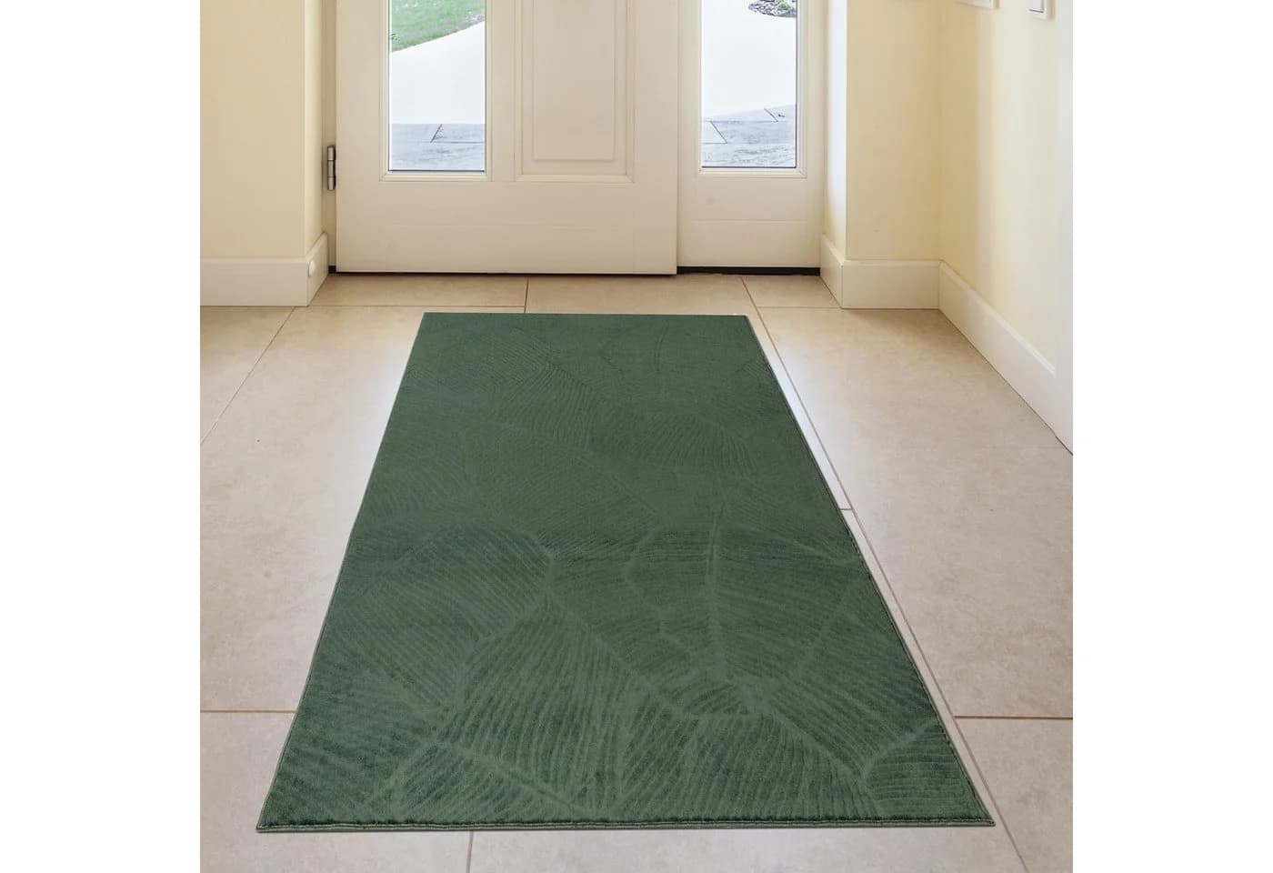 TeppichHome24 Teppich Blattmuster Grün Modern Antirutsch