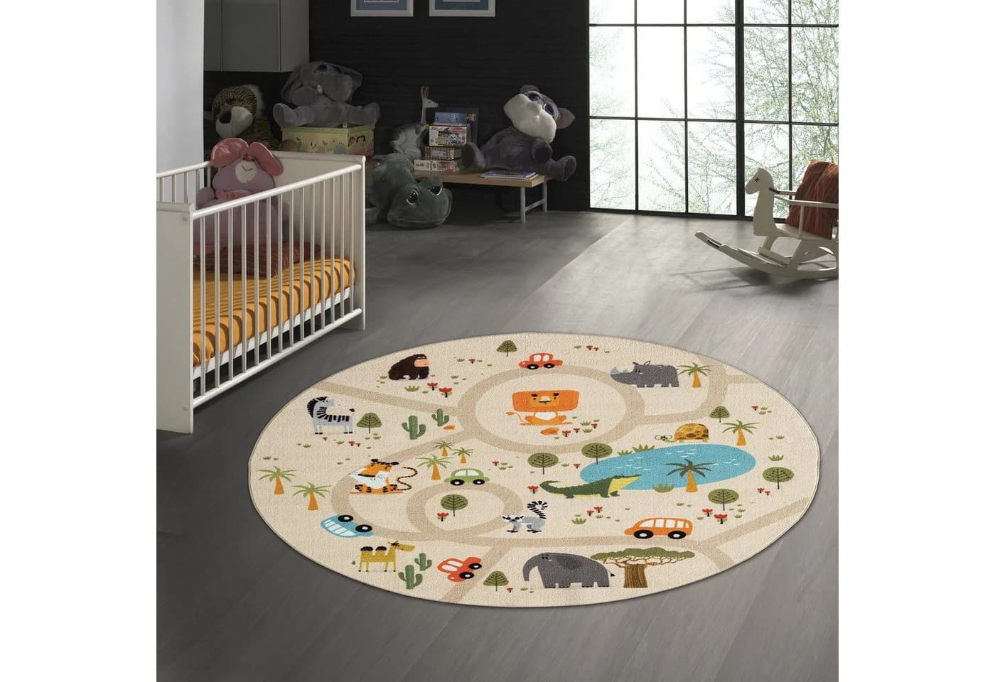 TeppichHome24 Kinderteppich Rutschfest Safari Beige
