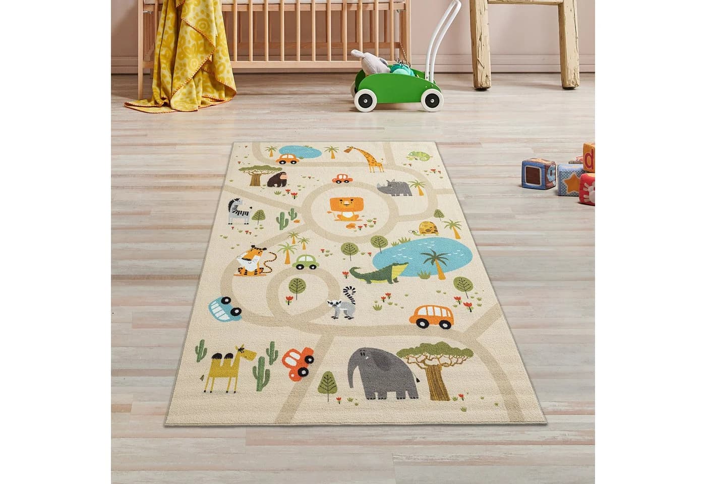 TeppichHome24 Kinderteppich Rutschfest Safari Beige - Bild 3