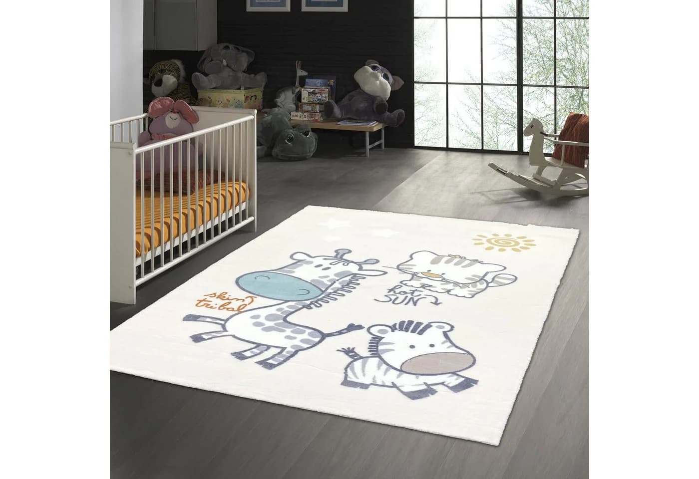 TeppichHome24 Kinderzimmer Teppich Cream Tiermuster 18 mm Florhöhe - Bild 2