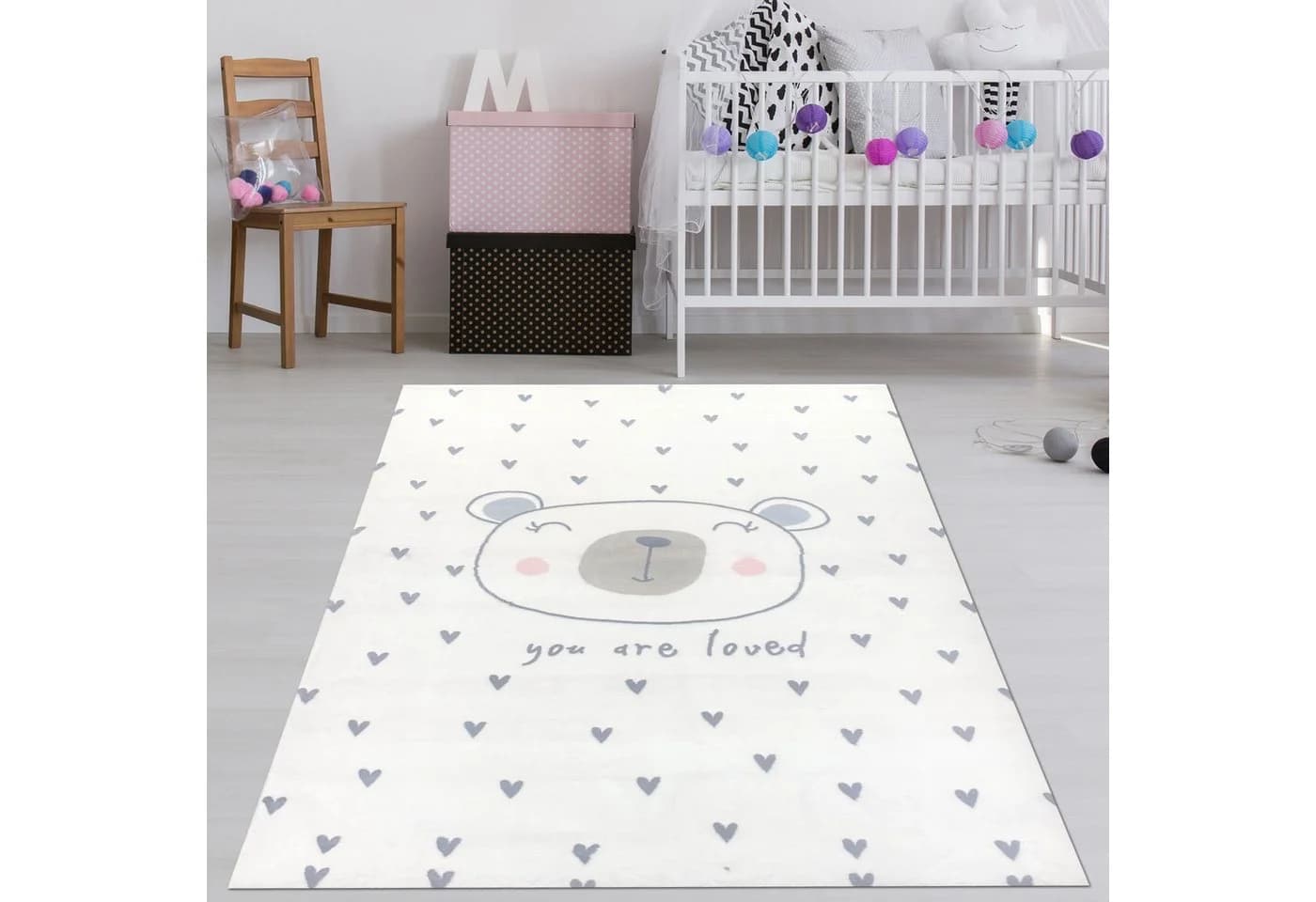 TeppichHome24 Kinderteppich Creme Bär Herzen - Bild 2