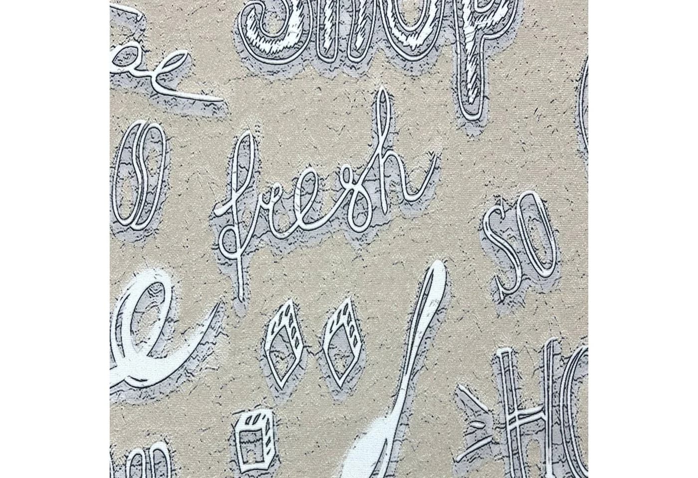 TeppichHome24 Waschbarer Küchenläufer Beige mit Coffee-Schriftzug
