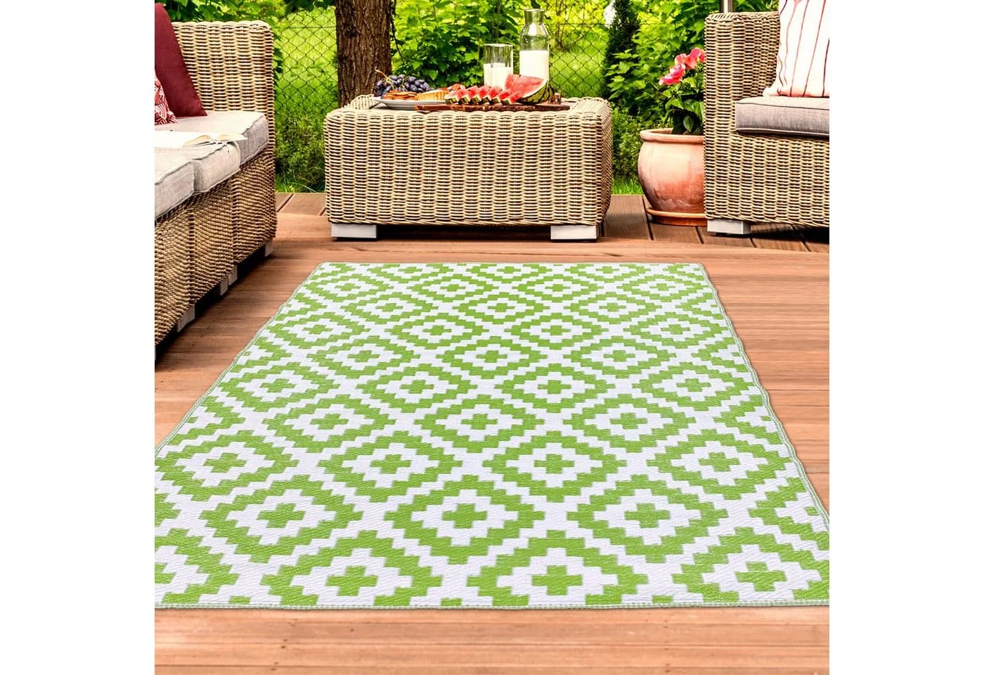 TeppichHome24 Outdoorteppich grün weiß Ethno Design - Bild 2
