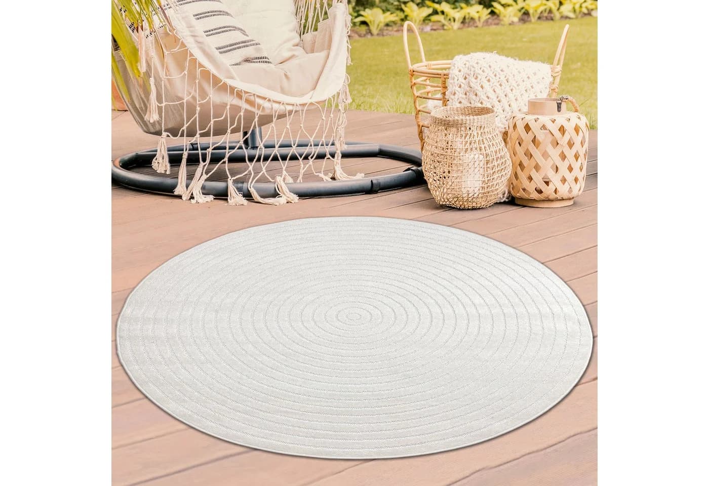 TeppichHome24 Outdoorteppich Creme Rund - Bild 2