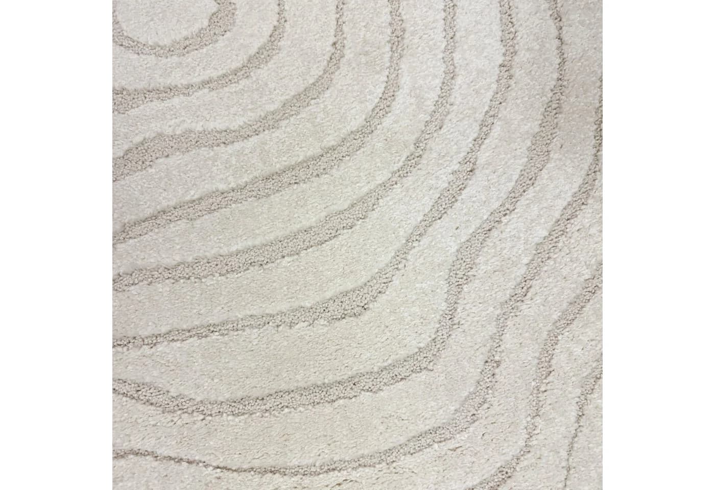 TeppichHome24 Wohnzimmerteppich Schlafzimmerteppich Jahresringe Creme Rund