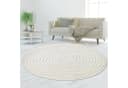 TeppichHome24 Wohnzimmerteppich Schlafzimmerteppich Jahresringe Creme Rund Bild 2