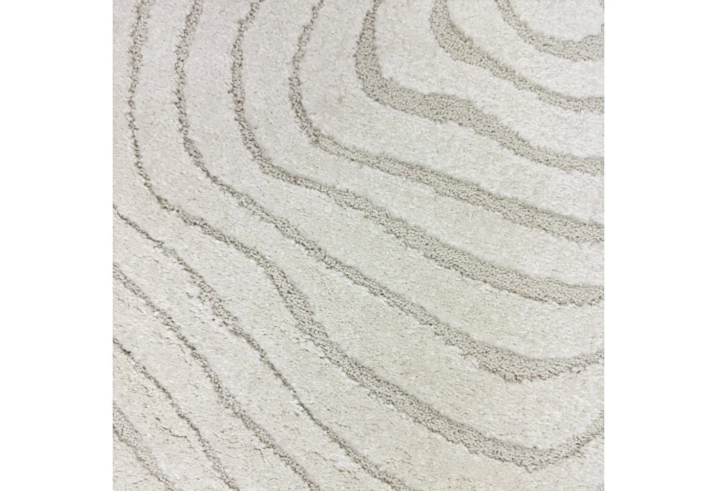 TeppichHome24 Wohnzimmerteppich Schlafzimmerteppich Jahresringe Creme Rund - Bild 3