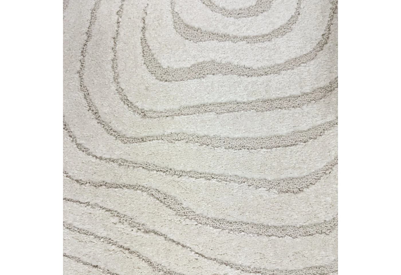 TeppichHome24 Wohnzimmerteppich Schlafzimmerteppich Jahresringe Creme Rund - Bild 5