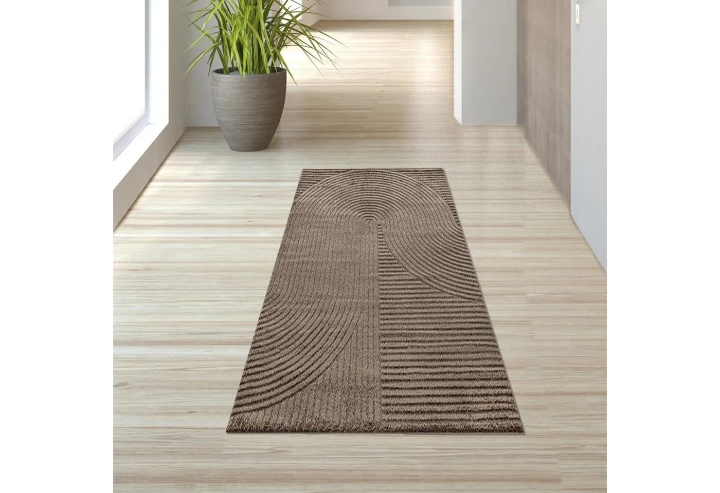 TeppichHome24 Teppich 3D-Effekt Braun Rechteckig