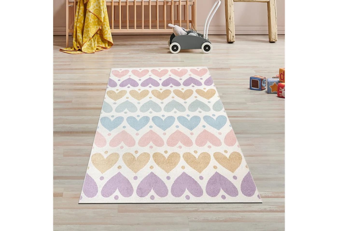 TeppichHome24 Kinderteppich mit Herzmuster Bunt - Bild 2