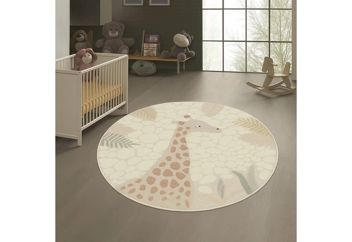 TeppichHome24 Kinderteppich Giraffenmotiv Creme-Beige Rund - Bild 2