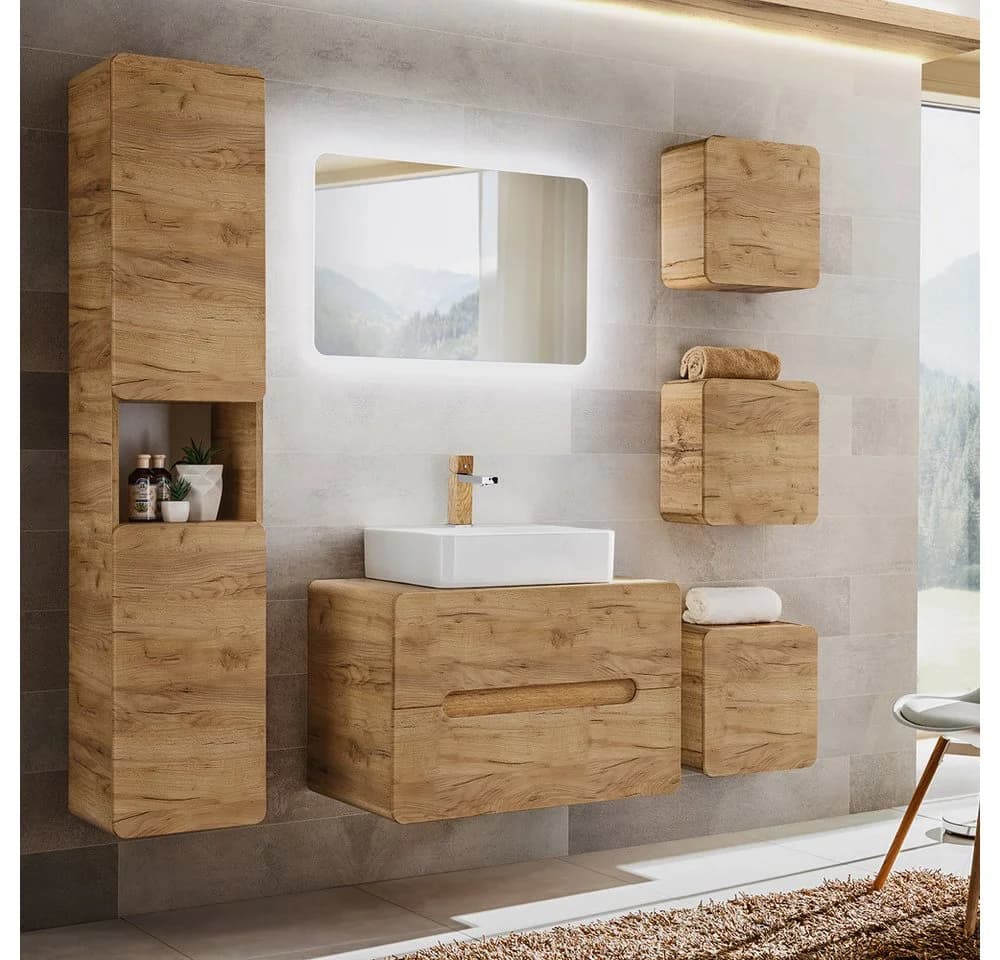 Lomadox Hochschrank LUTON-56-CRAFT Badmöbel Wotan Eiche Nb. Modern - Bild 4