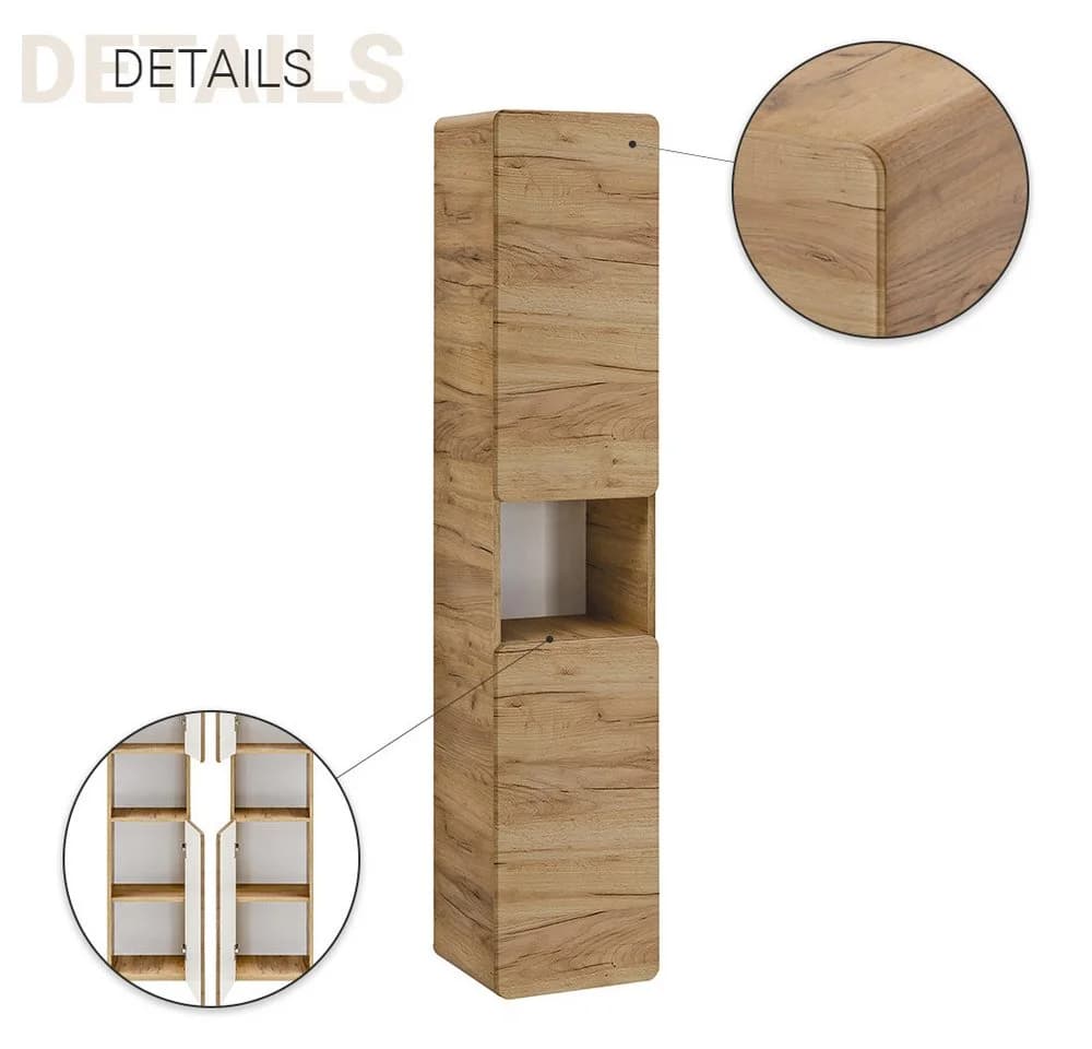 Lomadox Hochschrank LUTON-56-CRAFT Badmöbel Wotan Eiche Nb. Modern - Bild 5