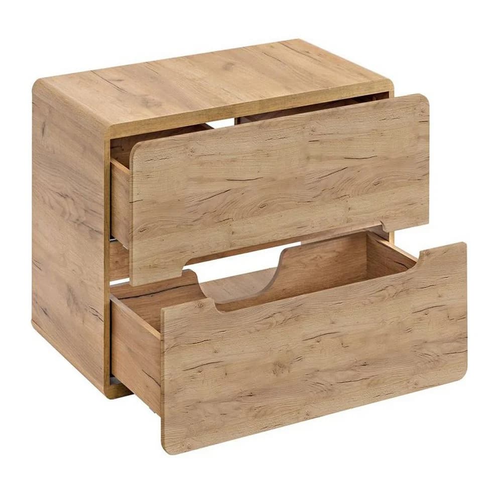 Lomadox Waschbeckenschrank LUTON-56-CRAFT Wotaneiche 2 Softclose-Schubkästen