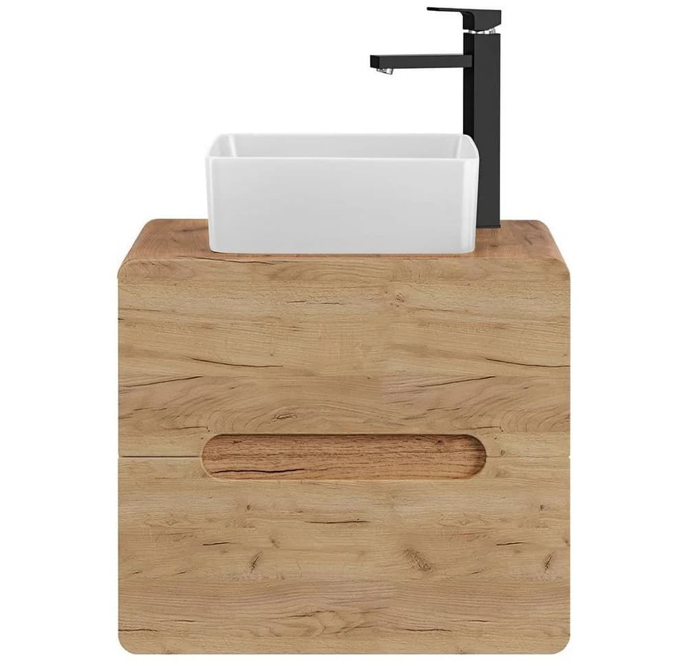Lomadox Waschbeckenschrank LUTON-56-CRAFT Wotaneiche 2 Softclose-Schubkästen - Bild 5