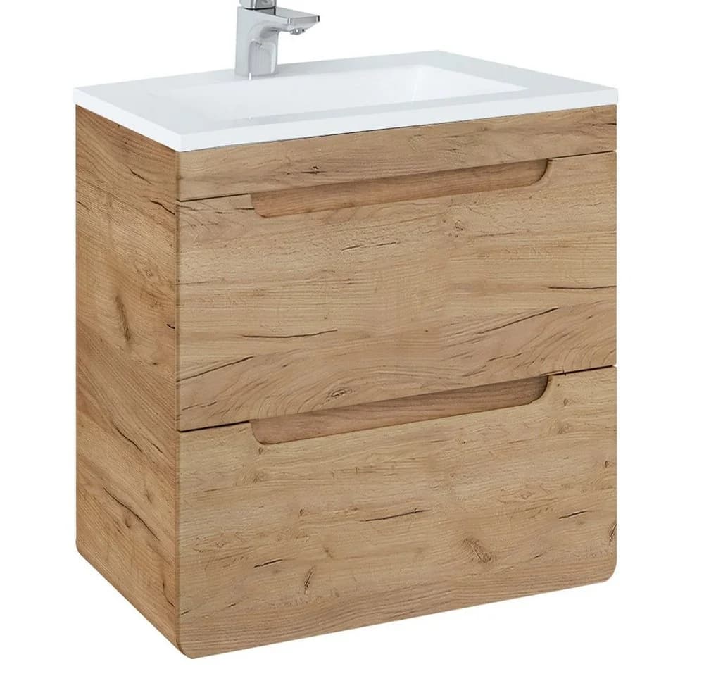Lomadox Waschtisch LUTON-56-CRAFT 61 cm mit Keramikbecken Wotaneiche - Bild 2