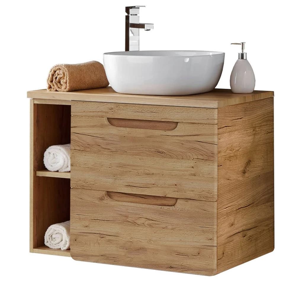 Lomadox Waschbeckenschrank LUTON 81 cm mit Keramikbecken Wotaneiche - Bild 2