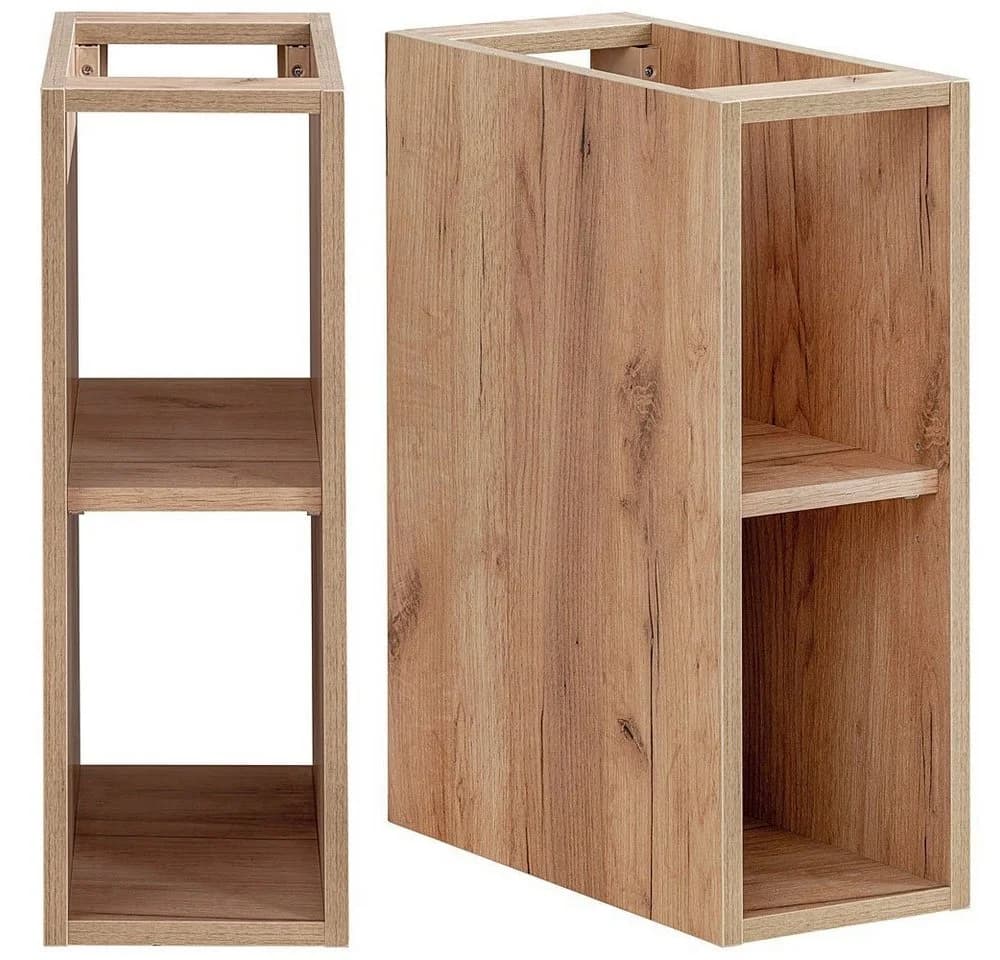 Lomadox Waschtischunterschrank LUTON-56-CRAFT Wotaneiche mit 2 Keramikbecken - Bild 5