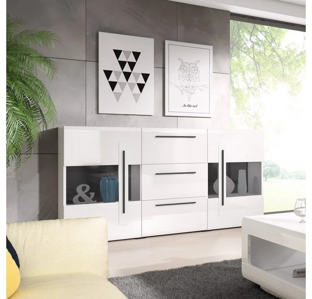 Lomadox Sideboard TURDA-83 Weiß Hochglanz Modern - Bild 3