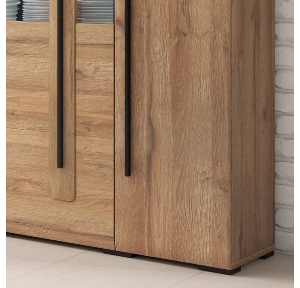 Lomadox Highboard TURDA-83 Eiche Schwarz LED Softclose - Bild 3