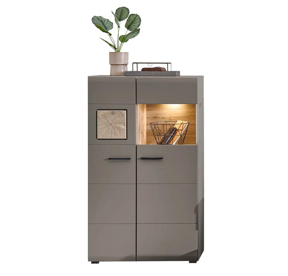 Lomadox Highboard FARO-36 Grau Eiche mit LED-Beleuchtung - Bild 2