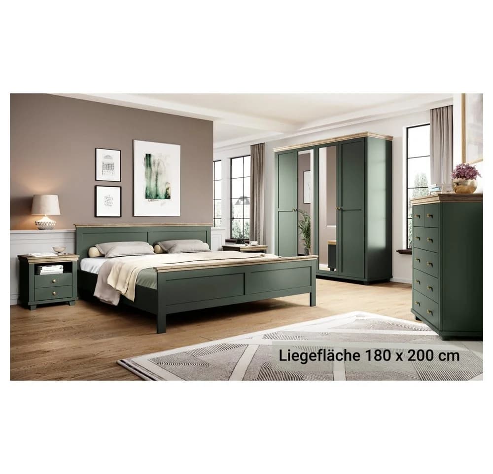 Lomadox Schlafzimmer-Set EPSOM-83 5-tlg. Grün Landhausstil - Bild 2