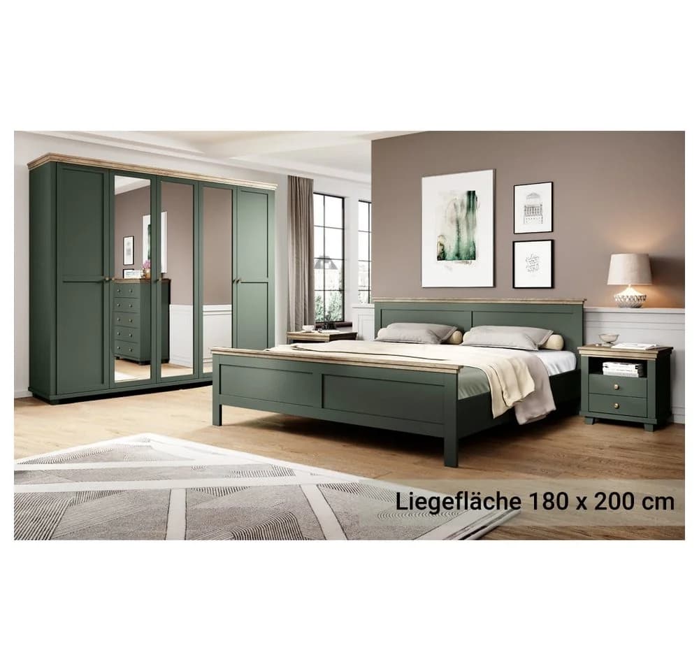 Lomadox Schlafzimmer-Set EPSOM-83 4-tlg. Grün mit Lefkas Eiche Nb. - Bild 2