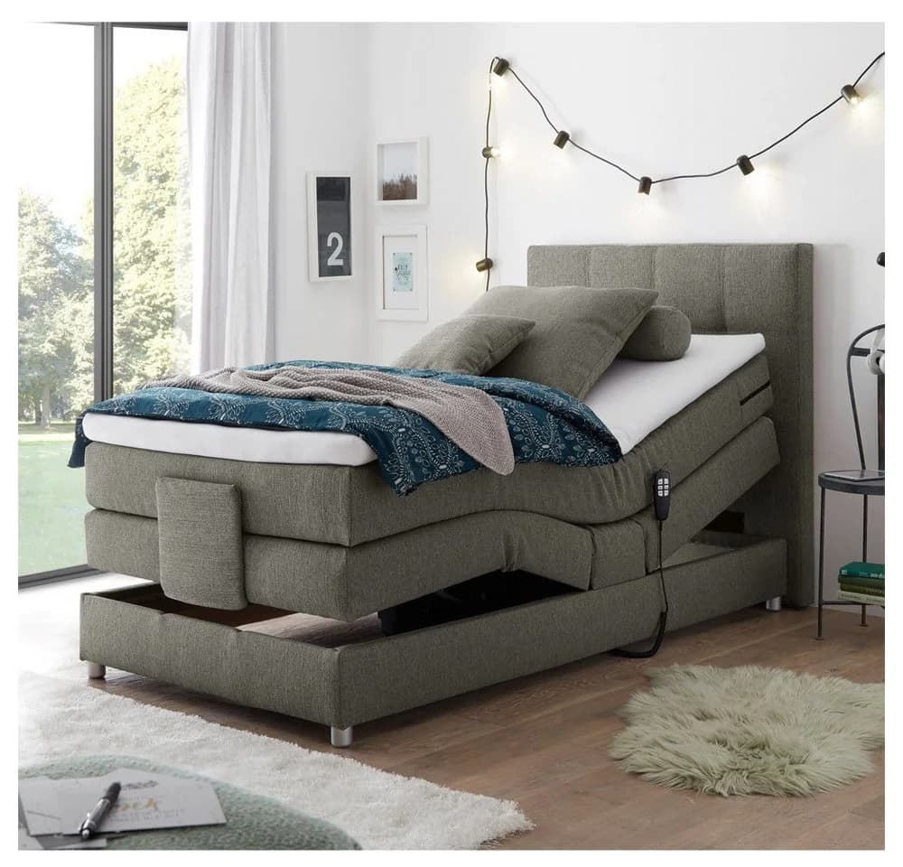 Lomadox Boxspringbett MANAUS-09 Silber Elektrisch Verstellbar H2