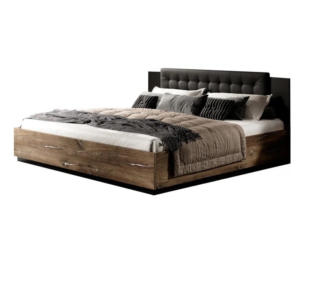 Lomadox Schlafzimmer-Set SOLMS-83 Eiche Dunkel mit Kunstleder Kopfteil - Bild 2